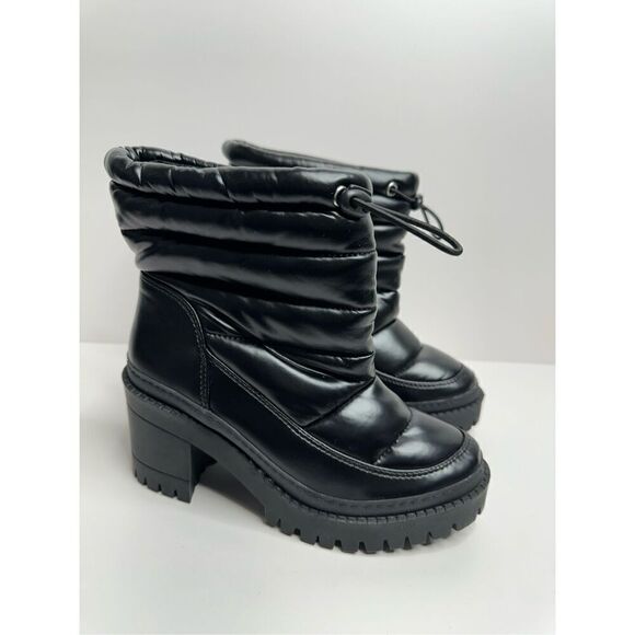 AQUA Ankle Boots Womens Size 6.5 Black Puff Booties Pull On NEW - Picture 3 of 9